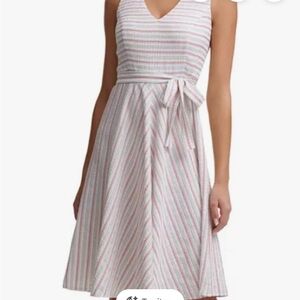 Tommy Hilfiger seersucker fit and flare sundress white stripe. Size 14.